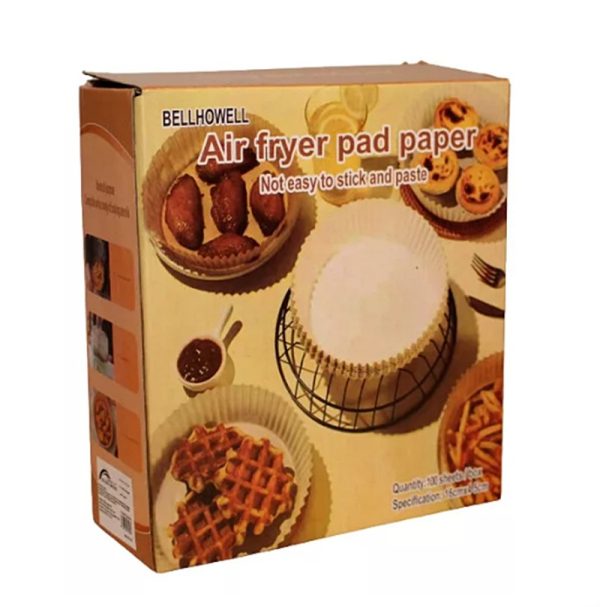 50 db air fryerbe helyezhető kerek sütőpapír - tapadásmentes sütőkosár olaj nélküli sütőhöz - 16 x 4 cm (BBKM)(BBM)