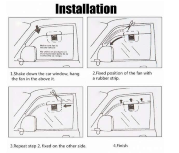 Napelemes, ablakra rögzíthető autó szellőztető ventilátor - fekete (BBV)