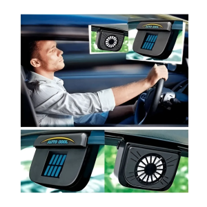 Napelemes, ablakra rögzíthető autó szellőztető ventilátor - fekete (BBV)