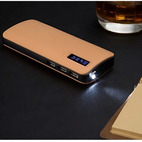Bőrhatású power bank 20000 mAh – Zseblámpával és extra teljesítménnyel (THM) (BBV)