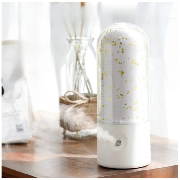 Ultrahangos USB aroma diffúzor csillag mintával - 3in1 aromaterápiás készülék, párásító és nyugtató hatású éjjeli fény (BBJH)