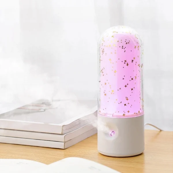 Ultrahangos USB aroma diffúzor csillag mintával - 3in1 aromaterápiás készülék, párásító és nyugtató hatású éjjeli fény (BBJH)