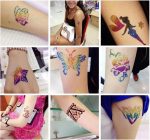Glitter tattoos kit - 24 db színes csillámporral, rengeteg felragasztható sablonnal, ecsetekkel és ragasztókkal (BBJ)