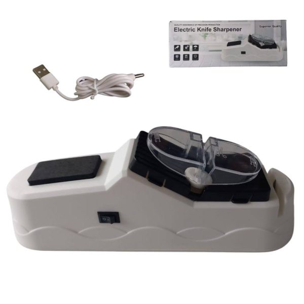 USB-ről működtethető elektromos késélező 3 finomsági fokozattal és erős műanyag házzal - 23,5 x 9 x 6,5 cm (BBV)