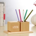 3in1 fahatású asztali óra - hangvezérléses ébresztőóra, tolltartó és hőmérő (BBV)