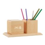 3in1 fahatású asztali óra - hangvezérléses ébresztőóra, tolltartó és hőmérő (BBV)