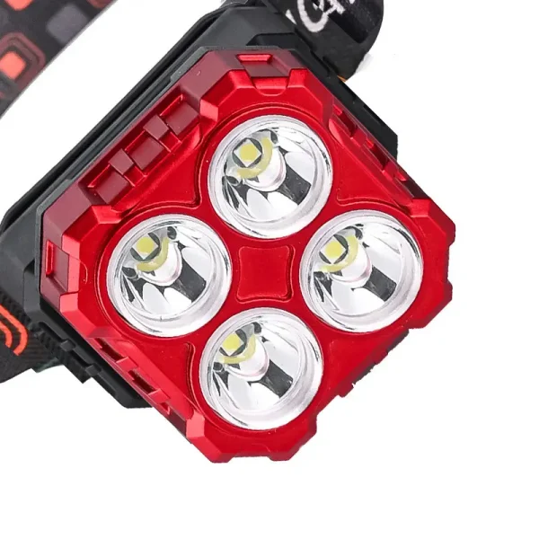 W659 akkumulátoros fejlámpa 2 LED reflektorral és 4 féle színes fénnyel és állítható fejpánttal (BBD)