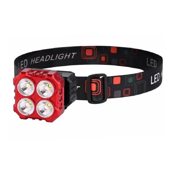 W659 akkumulátoros fejlámpa 2 LED reflektorral és 4 féle színes fénnyel és állítható fejpánttal (BBD)