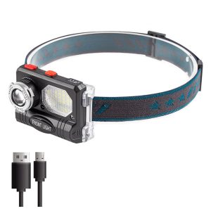 W659 akkumulátoros fejlámpa 2 LED reflektorral és 4 féle színes fénnyel és állítható fejpánttal (BBD)