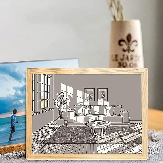 Mesés fényfestmény állítható színhőmérséklettel és fényerővel - képkeretbe épített éjszakai LED világítás - 20x26 cm (BBJ)