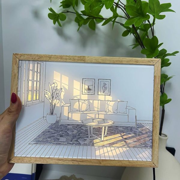 Mesés fényfestmény állítható színhőmérséklettel és fényerővel - képkeretbe épített éjszakai LED világítás - 20x26 cm (BBJ)