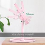 90°-ban forgatható, USB sminktükör LED világítással és 3 féle fényerősséggel - rózsaszín (BBV)