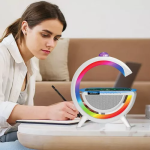 G2388A multifunkciós szórakoztató állomás - Bluetooth hangszóró, vezeték nélküli töltő, RGB LED party fény és éjszakai lámpa (BBV)