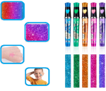 Magic glitter tatto kitt - 5 db csillám glitter tollal, 90 db sablonnal, matricával (BBJ)
