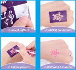 Magic glitter tatto kitt - 5 db csillám glitter tollal, 90 db sablonnal, matricával (BBJ)