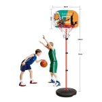 80-200 cm-ig állítható magasságú, állványos gyermek kosárlabda palánk hálóval kül- és beltérre (BBJ)
