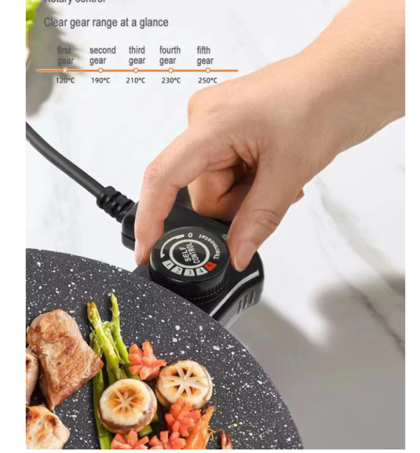 Elektromos asztali grill 800W – tapadásmentes hordozható grill állítható hőfokszabályzóval, 28 cm grillfelület sütéshez (BBM)