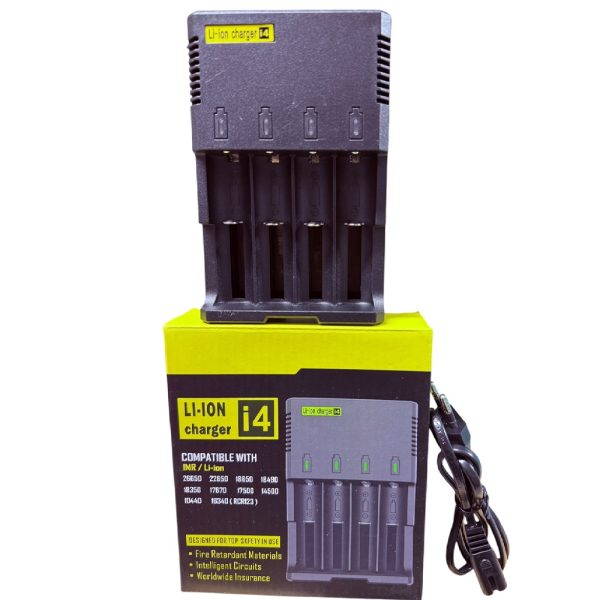 i4 Li-Ion akkumulátor töltő – univerzális intelligens töltőkészülék 4 férőhellyel, IMR/Li-ion akkukhoz (BBD)