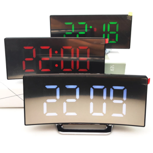 Tükör ívelt kijelzős design LED digitális ébresztő óra - DT-6507 (BBV)