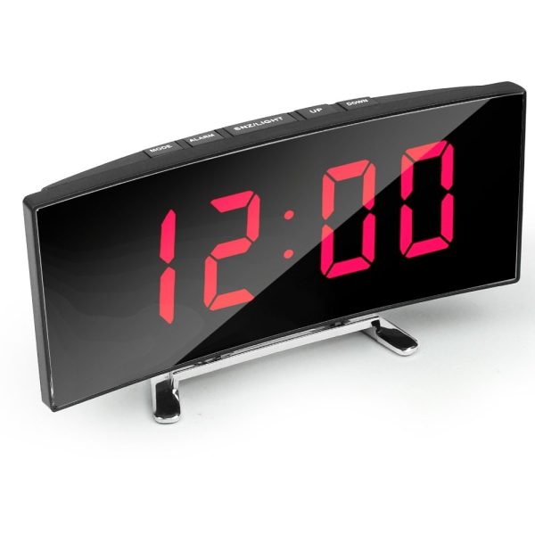 Tükör ívelt kijelzős design LED digitális ébresztő óra - DT-6507 (BBV)