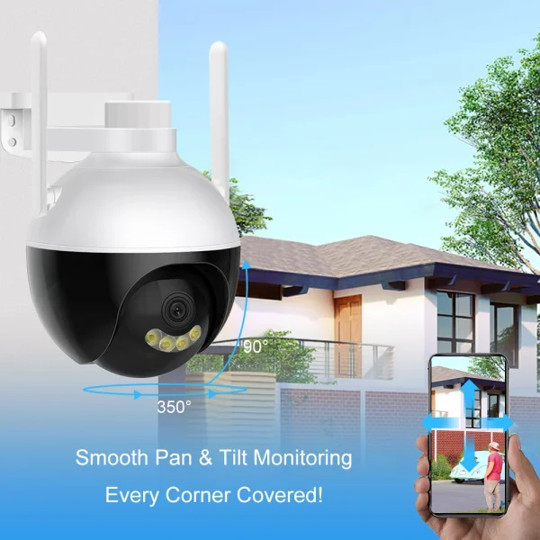 4k ultra HD WIFI IP térfigyelő kamera - 360°-ban forgatható, IP66 időjárásálló - 5x zoom, humán detektor (BBV)