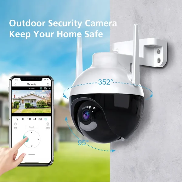 4k ultra HD WIFI IP térfigyelő kamera - 360°-ban forgatható, IP66 időjárásálló - 5x zoom, humán detektor (BBV)