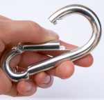 Rugós fém karabiner hegymászáshoz, barlangászathoz, vitorlázáshoz - 10 x 50 x 100 mm (BBL)