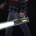 Multifunkciós, akkumulátoros zseblámpa - extra erős COB LED kézilámpa szereléshez, túrázáshoz, horgászathoz (BBD)