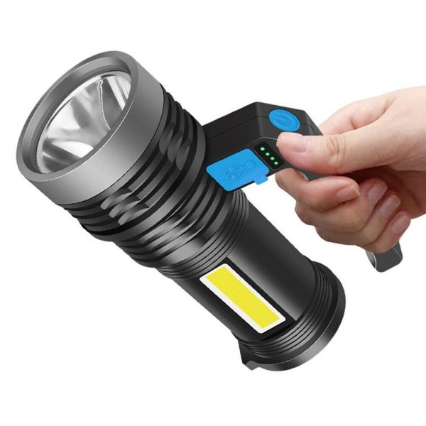 Multifunkciós, akkumulátoros zseblámpa - extra erős COB LED kézilámpa szereléshez, túrázáshoz, horgászathoz (BBD)
