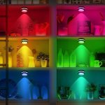 2 db-os mini RGB LED lámpa szett távirányítóval - kör alakú, színes hangulatvilágítás konyhába, hálószobába, nappaliba (BBV)