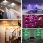 2 db-os mini RGB LED lámpa szett távirányítóval - kör alakú, színes hangulatvilágítás konyhába, hálószobába, nappaliba (BBV)