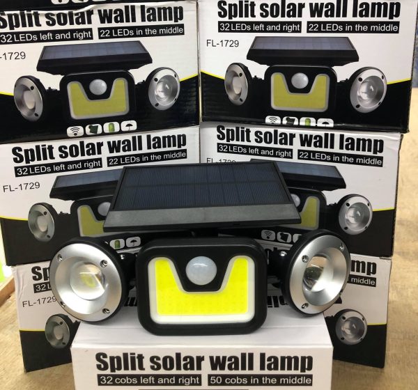JY-1729 kültéri napelemes falilámpa 54 COB LED-del - vízálló, mozgásérzékelős szolár lámpa (BBV)