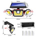 JY-1729 kültéri napelemes falilámpa 54 COB LED-del - vízálló, mozgásérzékelős szolár lámpa (BBV)