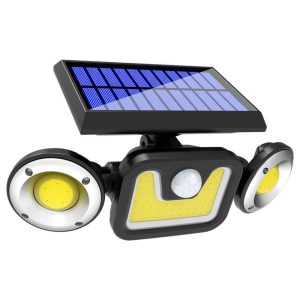 JY-1729 kültéri napelemes falilámpa 54 COB LED-del - vízálló, mozgásérzékelős szolár lámpa (BBV)