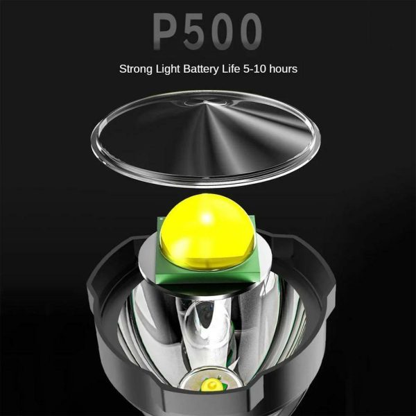 L-830 USB-ről tölthető LED zseblámpa 4 világítási móddal és kiegészítő fényforrással az oldalán (BBV)