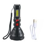 L-830 USB-ről tölthető LED zseblámpa 4 világítási móddal és kiegészítő fényforrással az oldalán (BBV)