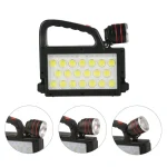 XG-152 szolár LED munkalámpa 6 féle üzemmóddal - napelemes és USB-ről is tölthető kemping lámpa 4 db 18650 típusú akkumulátorral (THM) (BBD)