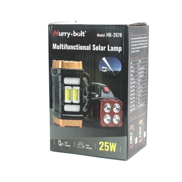 XG-152 szolár LED munkalámpa 6 féle üzemmóddal - napelemes és USB-ről is tölthető kemping lámpa 4 db 18650 típusú akkumulátorral (THM) (BBD)