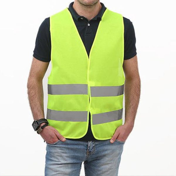 Vékony, jól szellőző láthatósági mellény neon sárga színben, fényvisszaverő csíkokkal - L-XXXL- méret (BBKM)