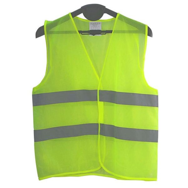 Vékony, jól szellőző láthatósági mellény neon sárga színben, fényvisszaverő csíkokkal - L-XXXL- méret (BBKM)