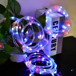 Zenére, tapsra változó színű, IP67 vízálló, RGB LED fényfüzér - távirányítóval és okostelefonnal is vezérelhető - 10 m (BBJ)