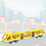 43 cm hosszú lendkerekes játék vonat élethű hanghatásokkal, nyitható ajtókkal és világító utastérrel (BBMJ) (BBJ)