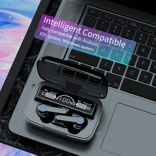 M19 vezeték nélküli bluetooth headset digitális kijelzővel, töltődobozban (BBV)