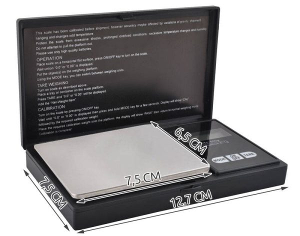 Nagy pontosságú zsebmérleg LCD kijelzővel és tara funkcióval 500 grammig - 6 féle mértékegység, 0,1 g pontosság (BBV)