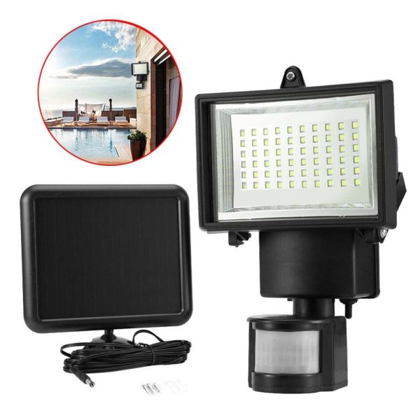 Mozgásérzékelős, napelemes (szolár) reflektor, 60 LED-es kivitelben (BBL)