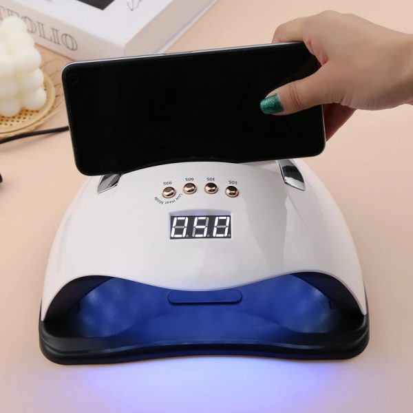 SUN Y9 UV LED professzionális műkörmös lámpa telefontartóval, beépített mozgásérzékelővel és hordozófüllel - 192W (BBV)