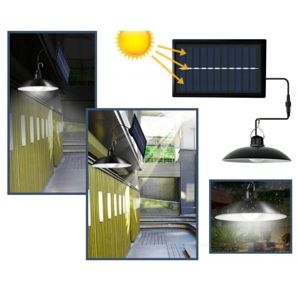Időjárásálló, napelemes függőlámpa - energiatarékos, felakasztható kültéri világítás - 90W (BBL)(BBV)
