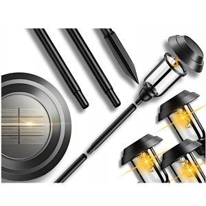 6 db vízálló LED-es kültéri leszúrható szolár lámpa automatikus be- és kikapcsolás – fekete (BBV)