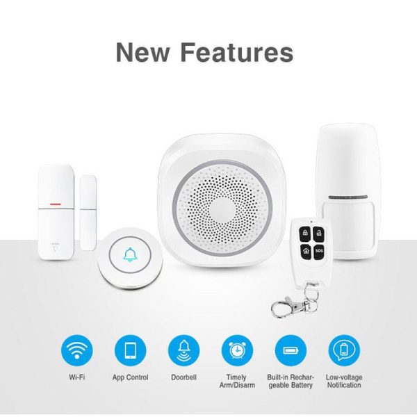 JG-H3 Smart Security wifis otthoni riasztórendszer szett - távirányítóval és okostelefonról is vezérelhető (THM)
