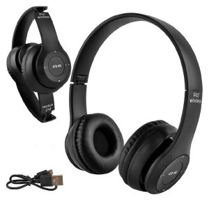 P47 Bluetooth-os akkus fejhallgató headset MP3 lejátszó - fekete (BBV)